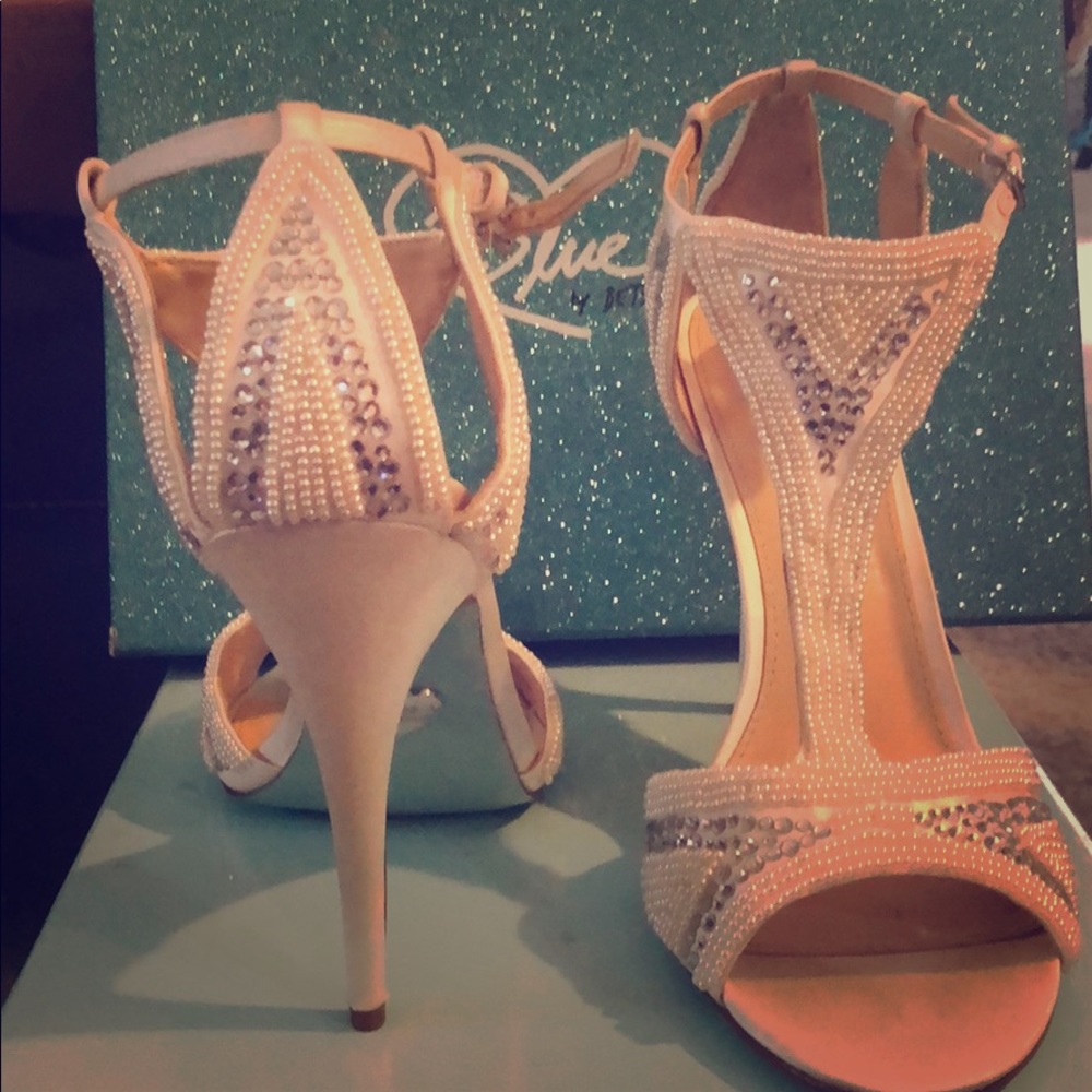 Betsy Johnson Ivory Satin Beaded Shoes